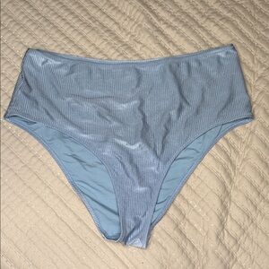 Aerie Shine Rib High-Waisted Cheeky Bikini Bottom | Monaco Blue | XXL
